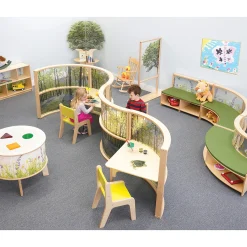 Nature View 36" Curved Acrylic Room Divider | Woodland Classroom Partition