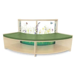 Nature View Curve-In Reading Sofa with Book Storage | Flexible Biophilic Seating