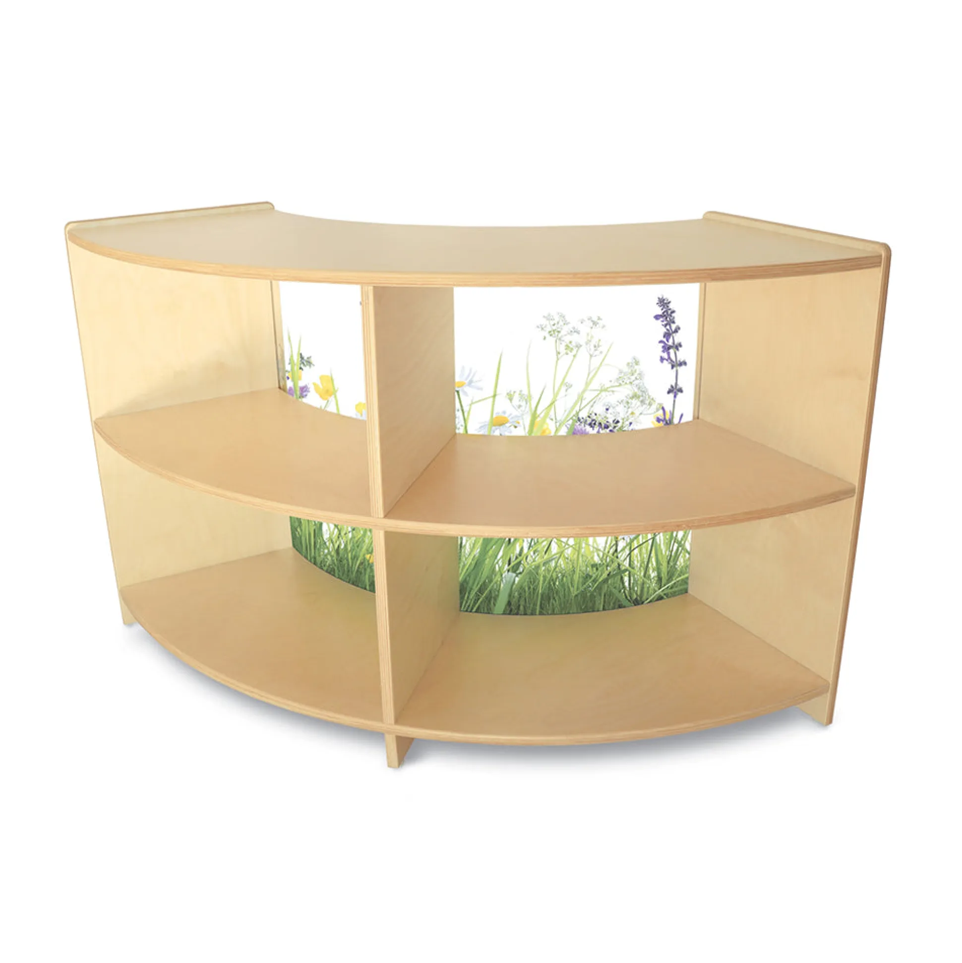Nature View 24" Curve-In Toddler Storage Cabinet | Safe Acrylic Back & Rounded Edges