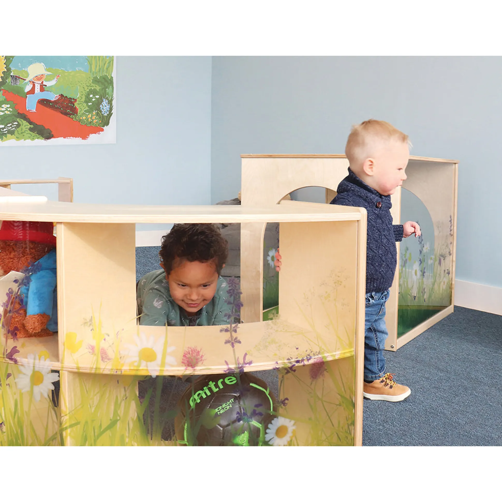 Nature View 24" Curve-In Toddler Storage Cabinet | Safe Acrylic Back & Rounded Edges