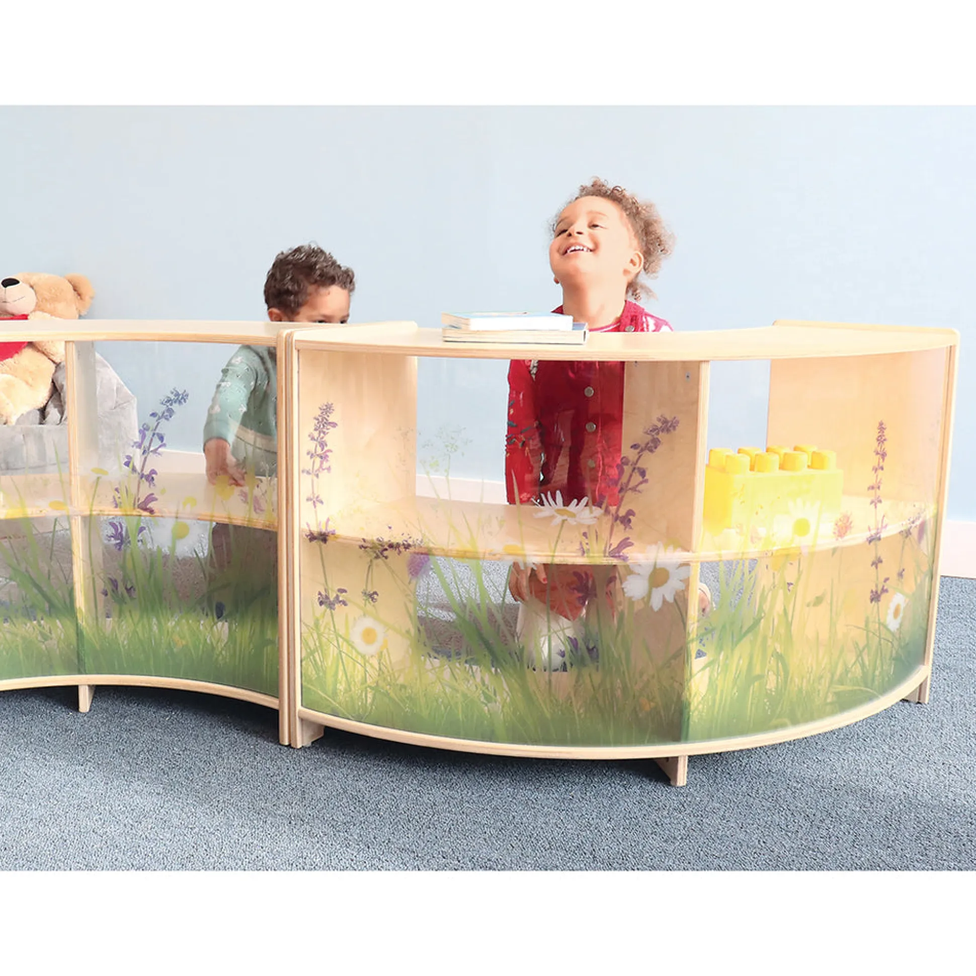 Nature View 24" Curve-In Toddler Storage Cabinet | Safe Acrylic Back & Rounded Edges
