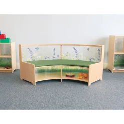 Nature View Curve-Out Reading Sofa with Book Storage | Flexible Biophilic Classroom Seating