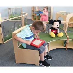 Nature View Curve-Out Reading Sofa with Book Storage | Flexible Biophilic Classroom Seating