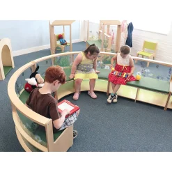 Nature View Curve-Out Reading Sofa with Book Storage | Flexible Biophilic Classroom Seating