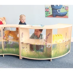 Nature View 24" Curve-Out Toddler Storage Cabinet with Acrylic Nature Scene Back