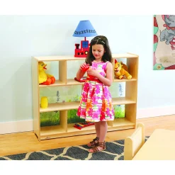 Nature View 36-inch Tall Classroom Storage Cabinet | Acrylic Back with Nature Scene & Safe Rounded Edges