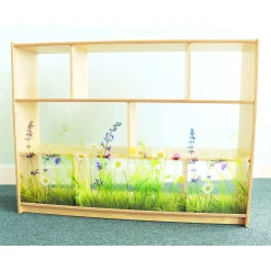 Nature View 36-inch Tall Classroom Storage Cabinet | Acrylic Back with Nature Scene & Safe Rounded Edges
