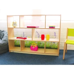Nature View 36-inch Tall Classroom Storage Cabinet | Acrylic Back with Nature Scene & Safe Rounded Edges
