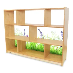 Nature View 36-inch Tall Classroom Storage Cabinet | Acrylic Back with Nature Scene & Safe Rounded Edges