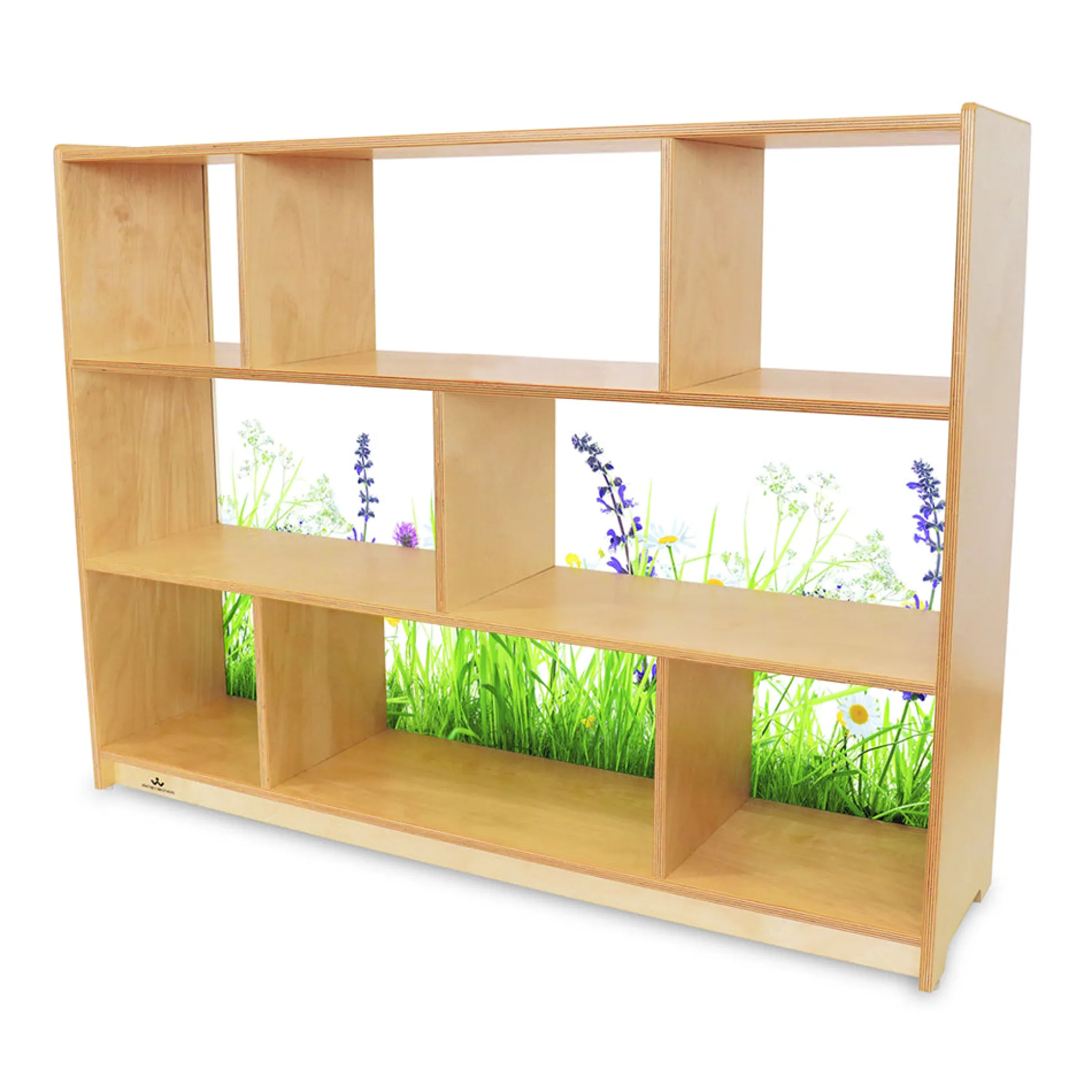 Nature View 36-inch Tall Classroom Storage Cabinet | Acrylic Back with Nature Scene & Safe Rounded Edges