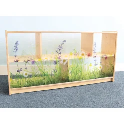 Nature View 24-inch Tall Toddler Storage Cabinet | Acrylic Back with Nature Scene & Safe Rounded Edges