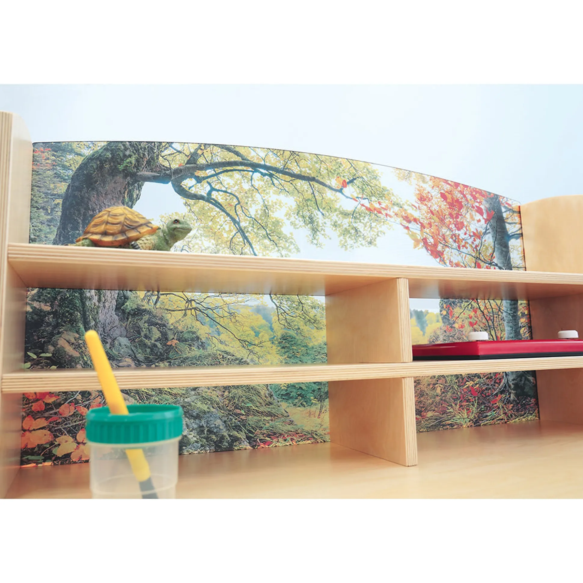 Nature View Kids’ Writing Center | Biophilic Classroom Desk with Clear Panel & Storage