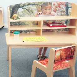 Nature View Kids’ Writing Center | Biophilic Classroom Desk with Clear Panel & Storage