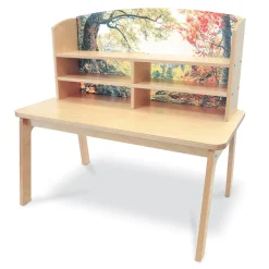 Nature View Kids’ Writing Center | Biophilic Classroom Desk with Clear Panel & Storage