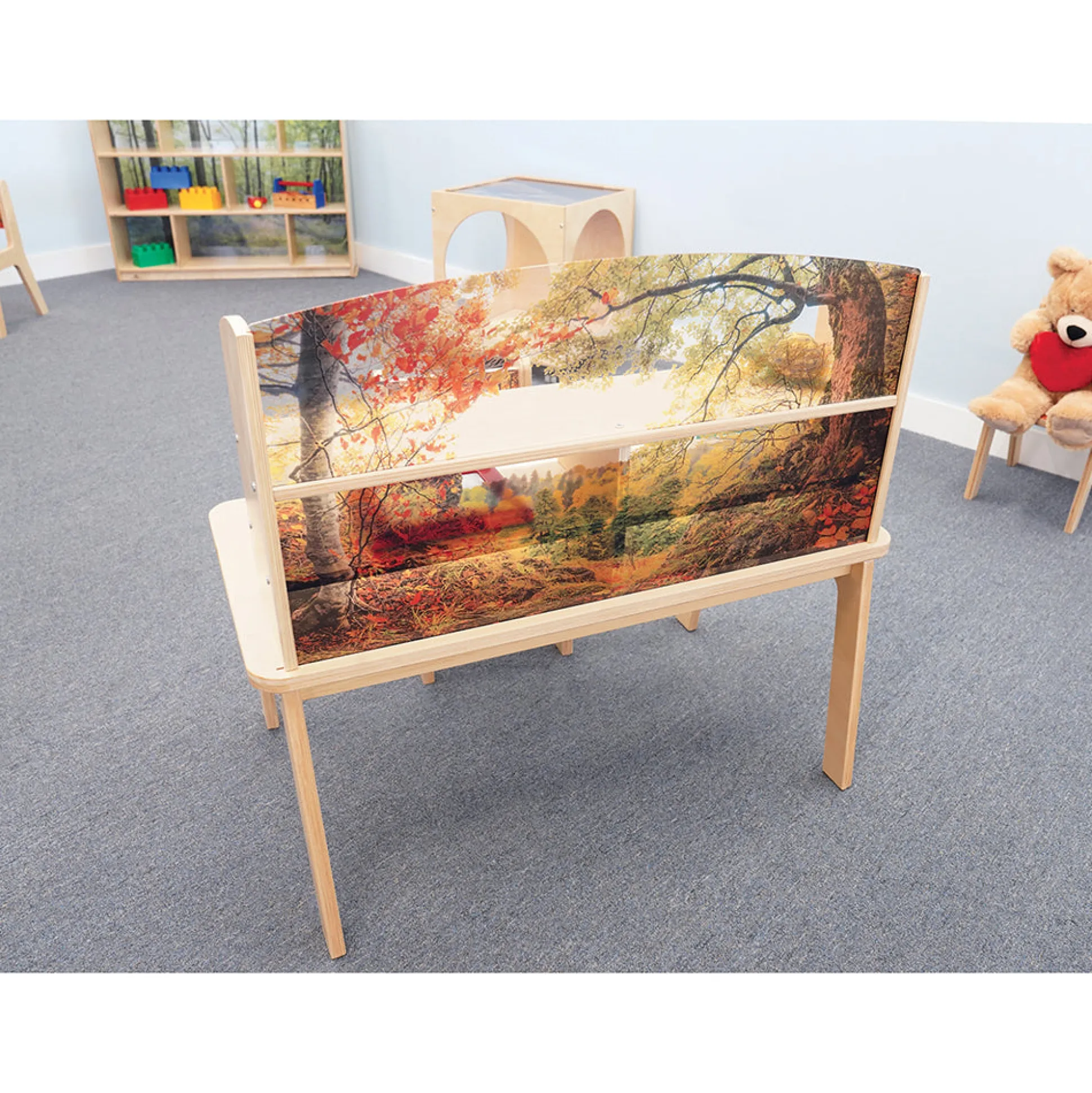 Nature View Kids’ Writing Center | Biophilic Classroom Desk with Clear Panel & Storage