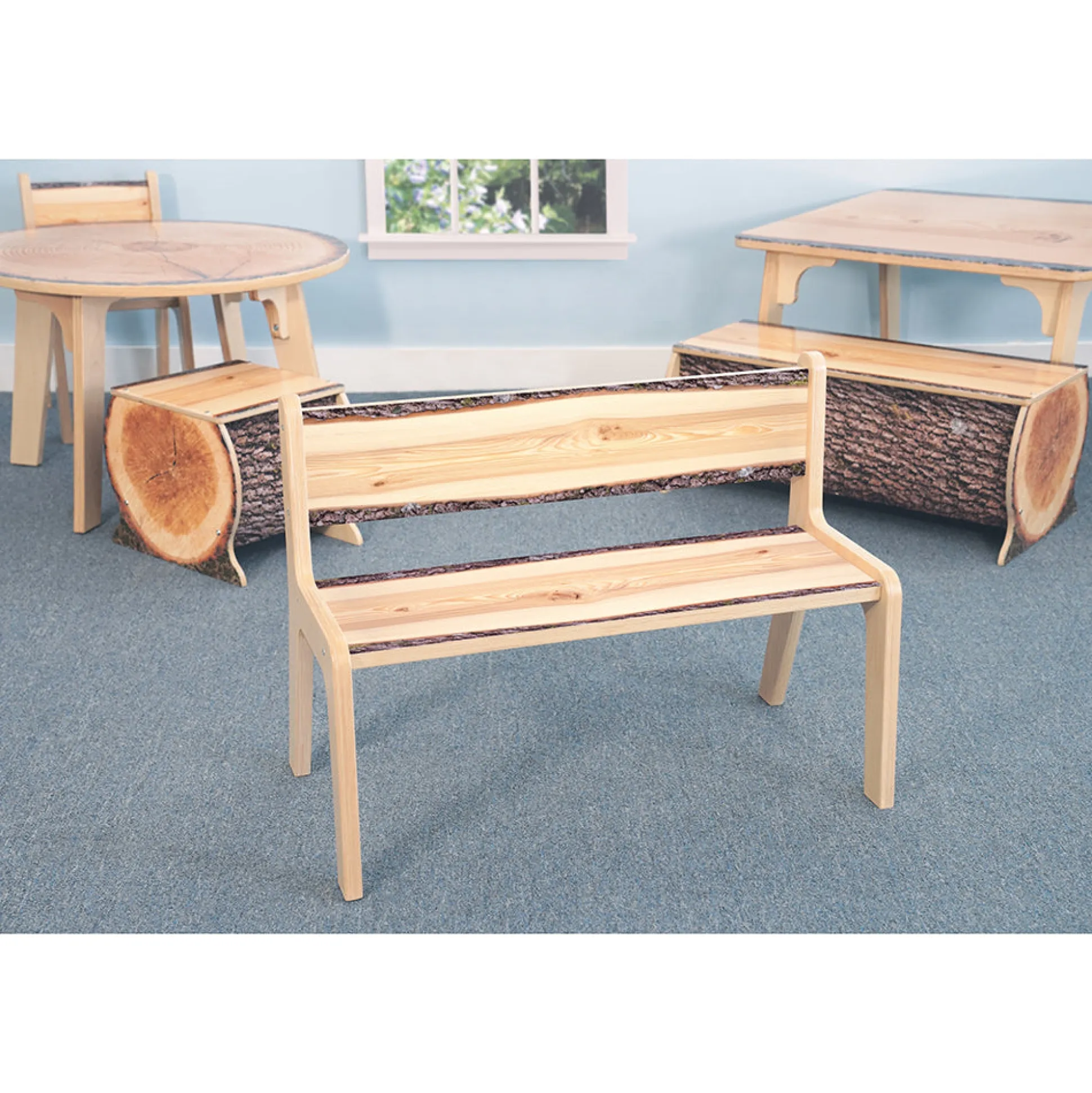 Nature View Live Edge Bench | 14" High Two-Child Nature-Inspired Seating