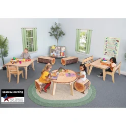 Nature View Live Edge Bench | 12"H Natural Wood-Inspired Two-Child Classroom Bench