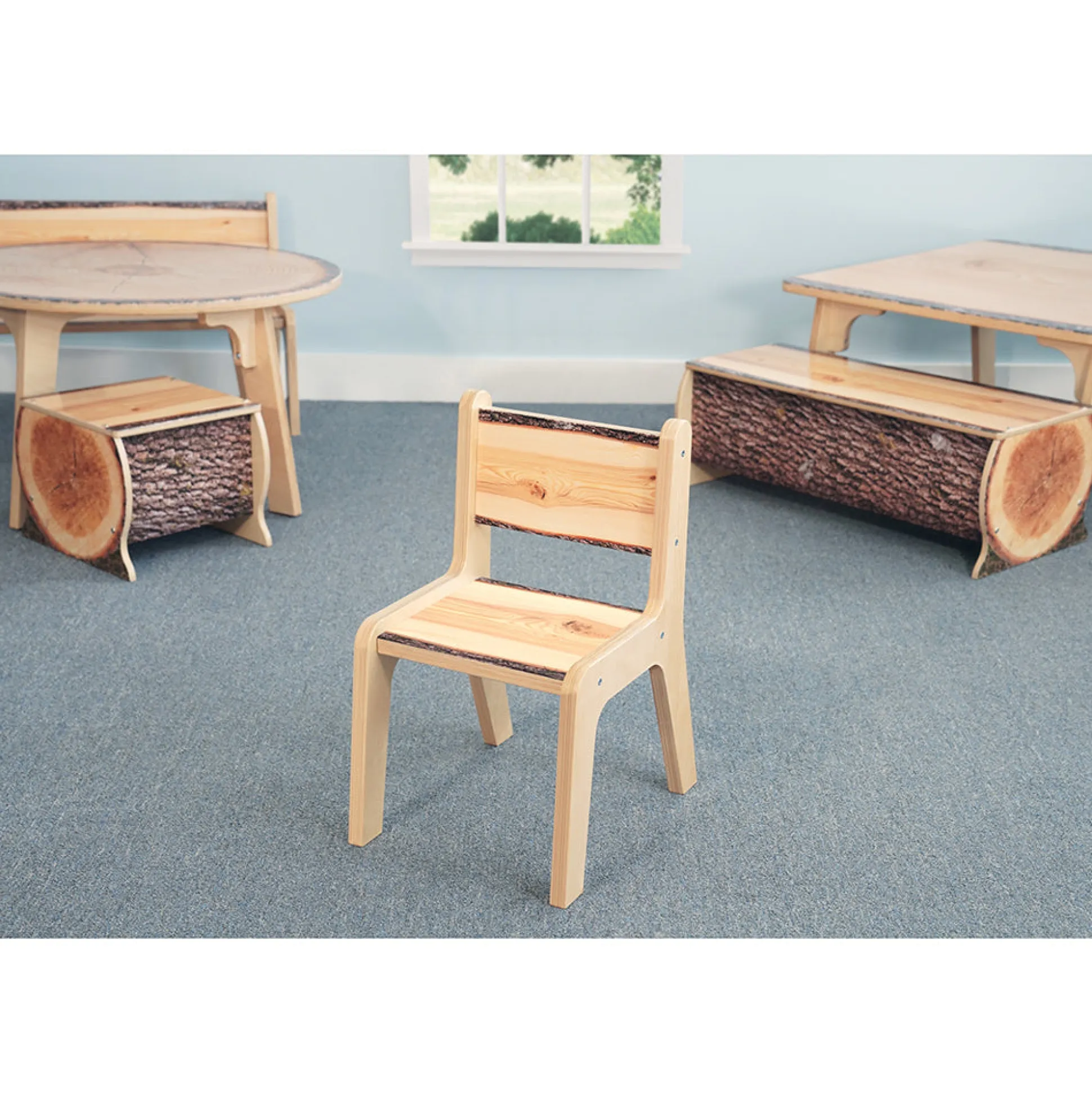 Nature View Live Edge Chair | 12"H Natural Wood-Inspired Early Learning Chair