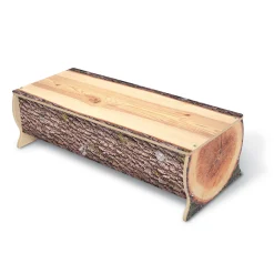 Nature View Live Edge Log Bench | 10"H Natural Woodland-Inspired Two-Child Bench