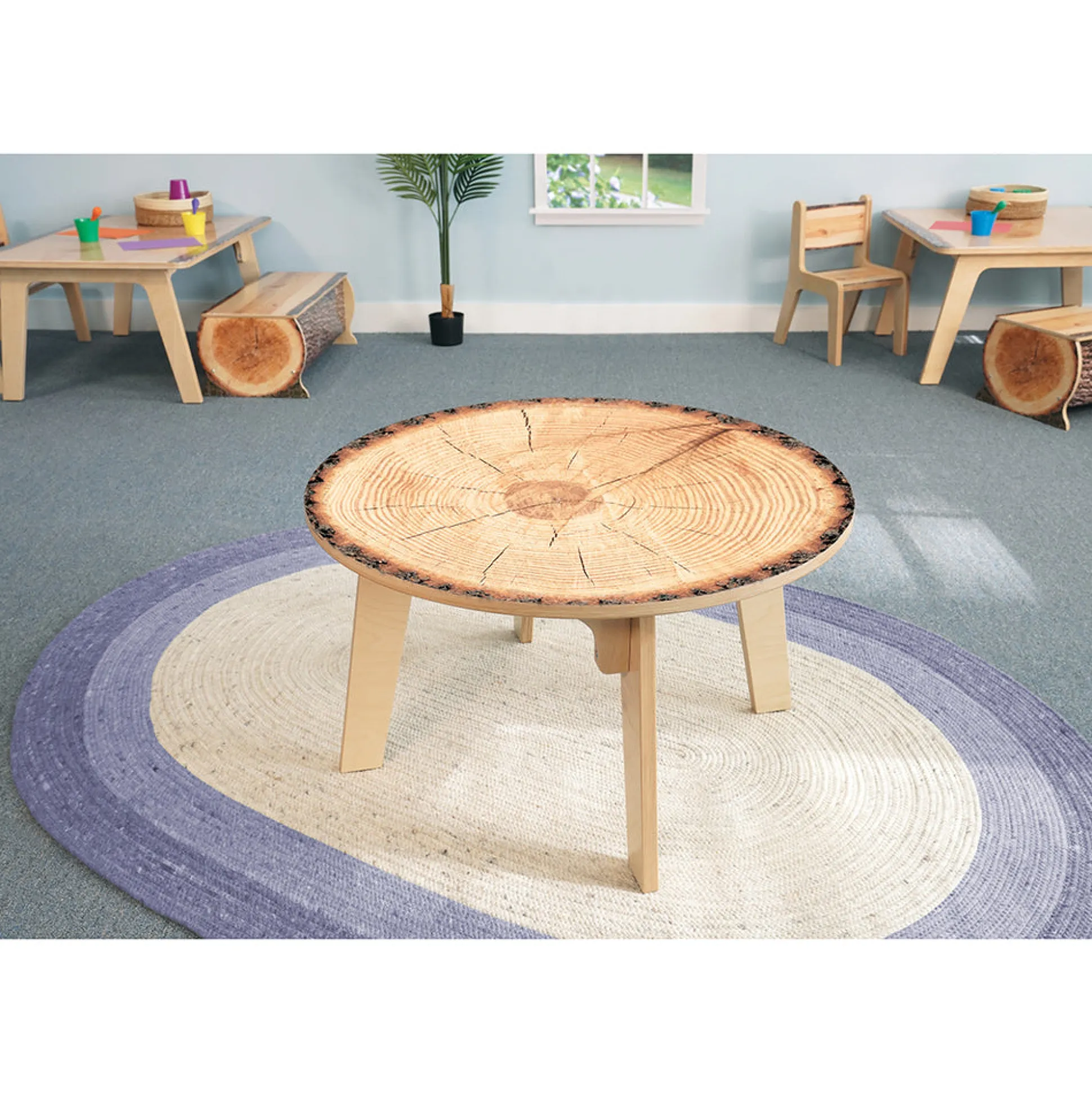 Nature View Live Edge Round Activity Table | 20"H Realistic Wood-Inspired Early Learning Classroom Table