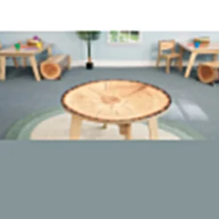 Nature View Live Edge Round Activity Table | 22" High Nature-Inspired Classroom Table | Realistic Tree Ring Detailing