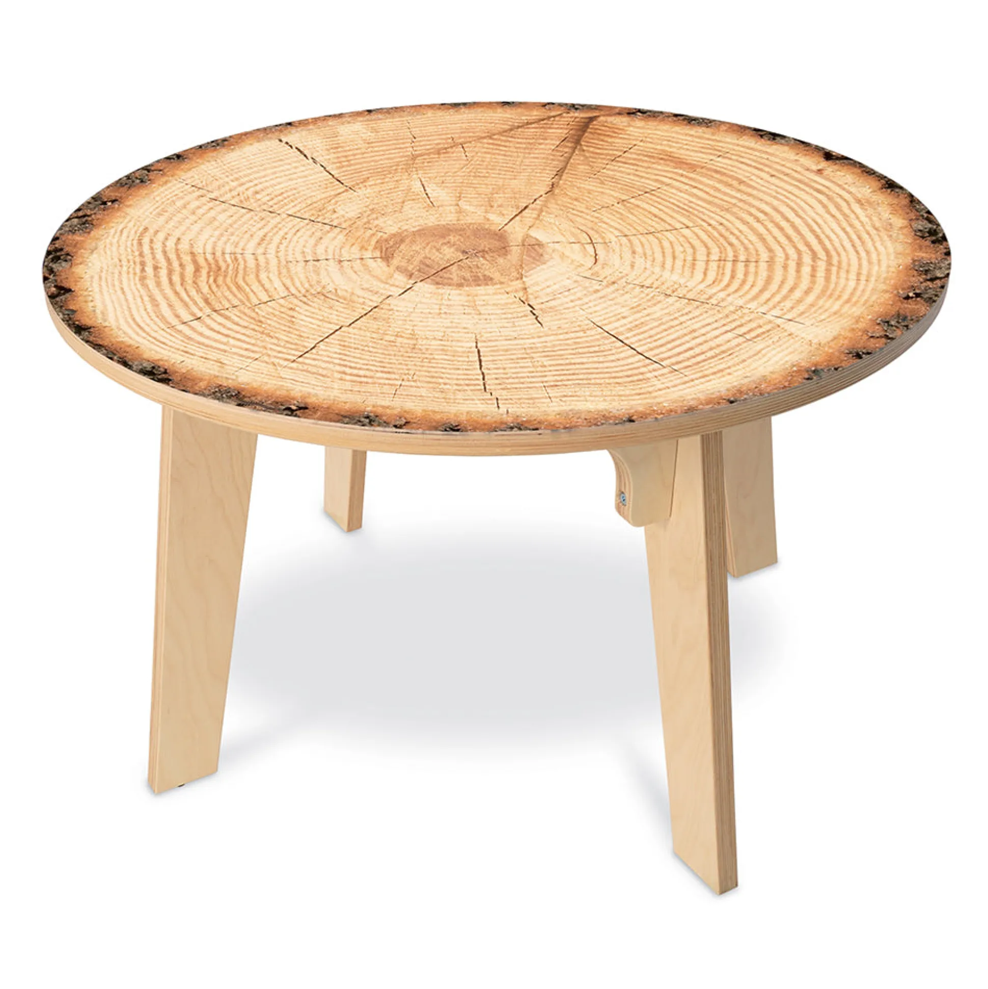 Nature View Live Edge Round Activity Table | 22" High Nature-Inspired Classroom Table | Realistic Tree Ring Detailing