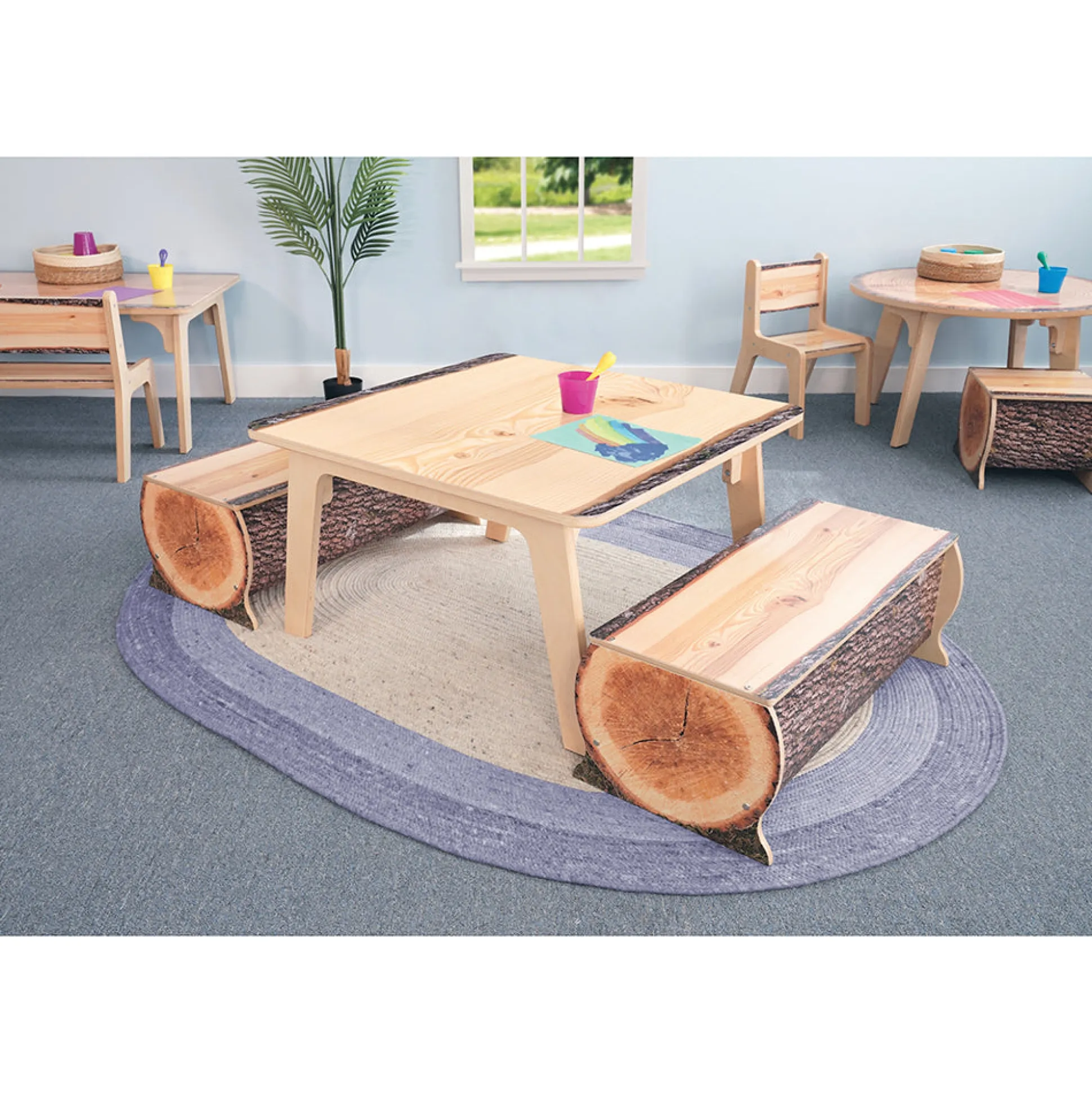Nature View Live Edge Square Activity Table | 20"H Natural Wood-Inspired Table