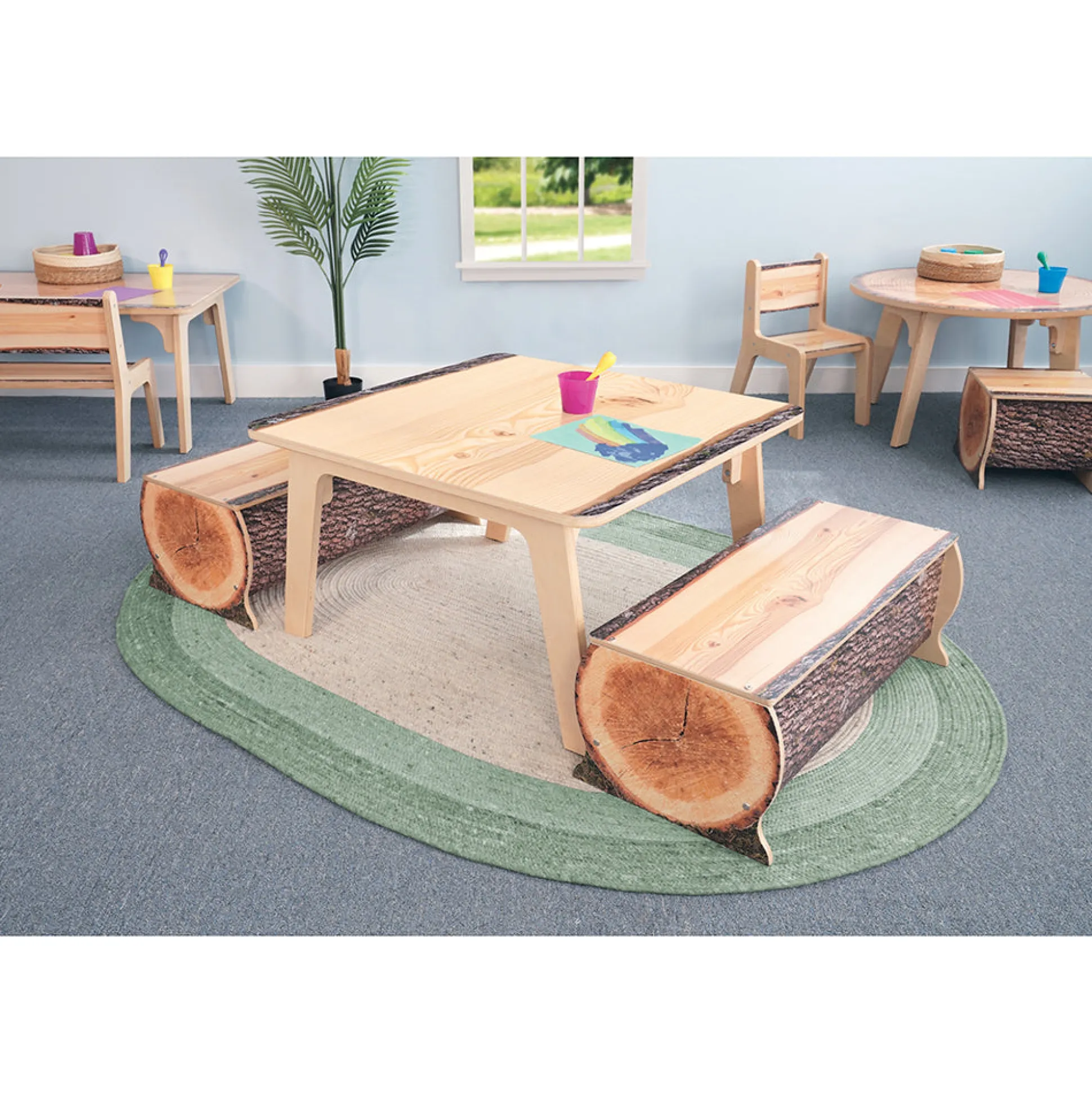 Nature View Live Edge Square Activity Table | 22" High Antimicrobial Nature-Inspired Classroom Table