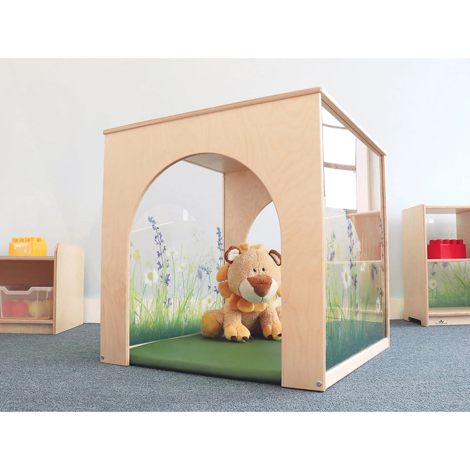 Nature View Playhouse Cube & Mat Set | Floral Acrylic Panels and Multi-Access Tunnel Openings
