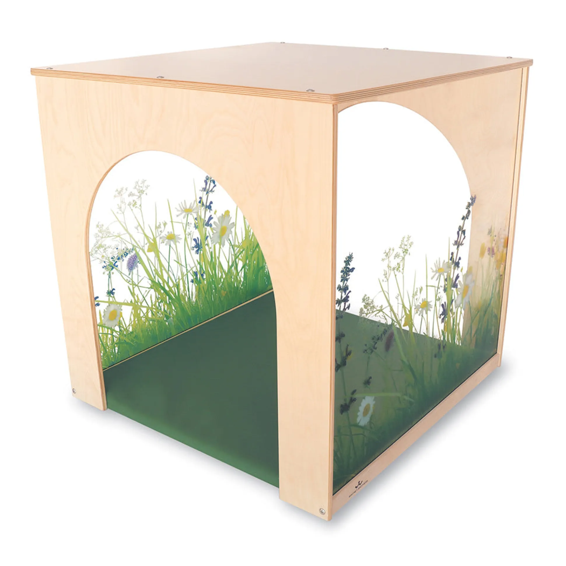 Nature View Playhouse Cube & Mat Set | Floral Acrylic Panels and Multi-Access Tunnel Openings