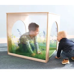 Nature View Playhouse Cube & Mat Set | Floral Acrylic Panels and Multi-Access Tunnel Openings