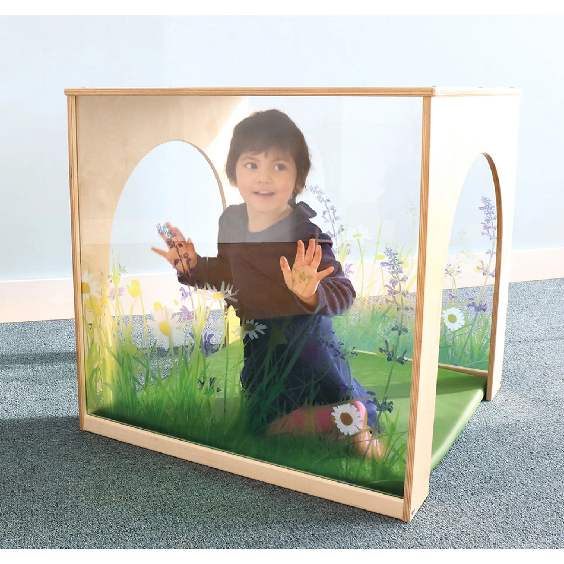 Nature View Playhouse Cube & Mat Set | Floral Acrylic Panels and Multi-Access Tunnel Openings