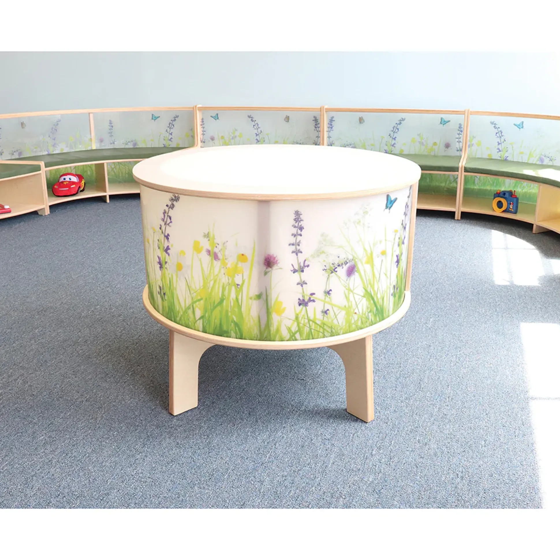 Nature View Radiant LED Light Table | Round Sensory Exploration Table with Side Panels