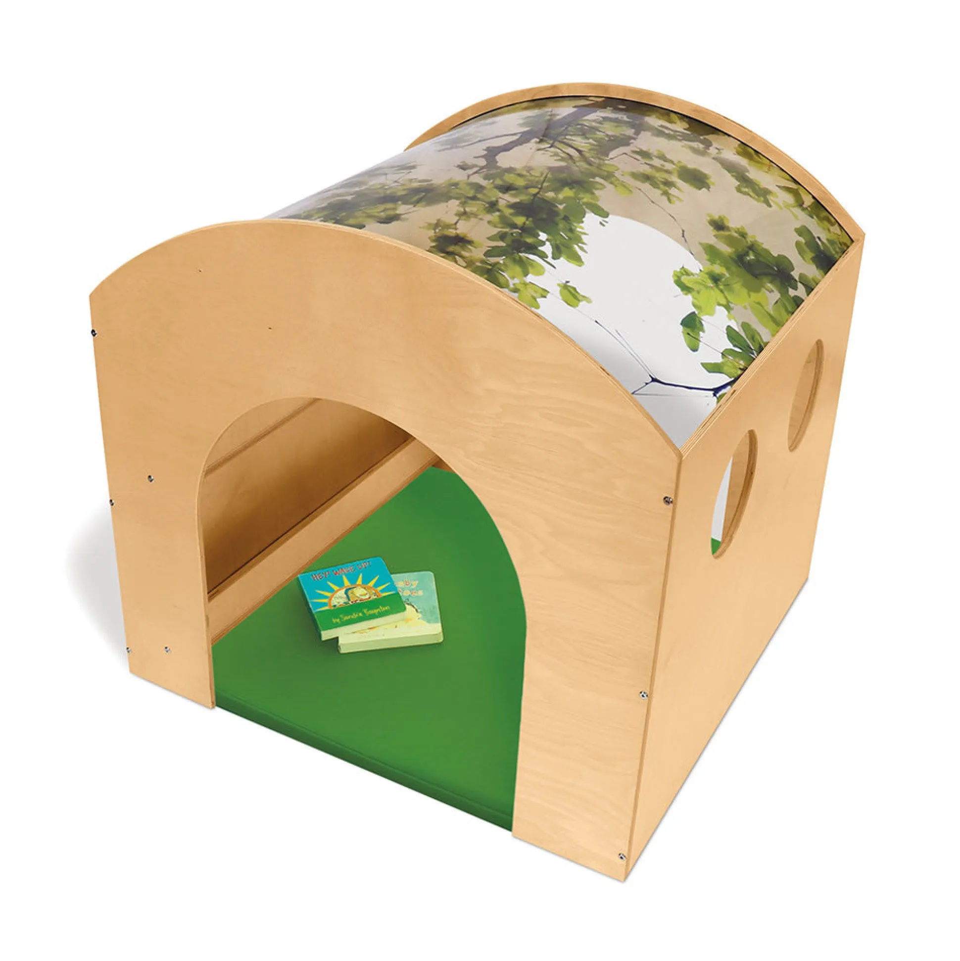 Nature View Reading Haven & Floor Mat Set | Classroom Play House with Built-In Book Shelves