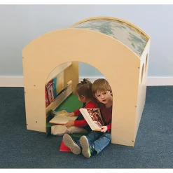 Nature View Reading Haven & Floor Mat Set | Classroom Play House with Built-In Book Shelves
