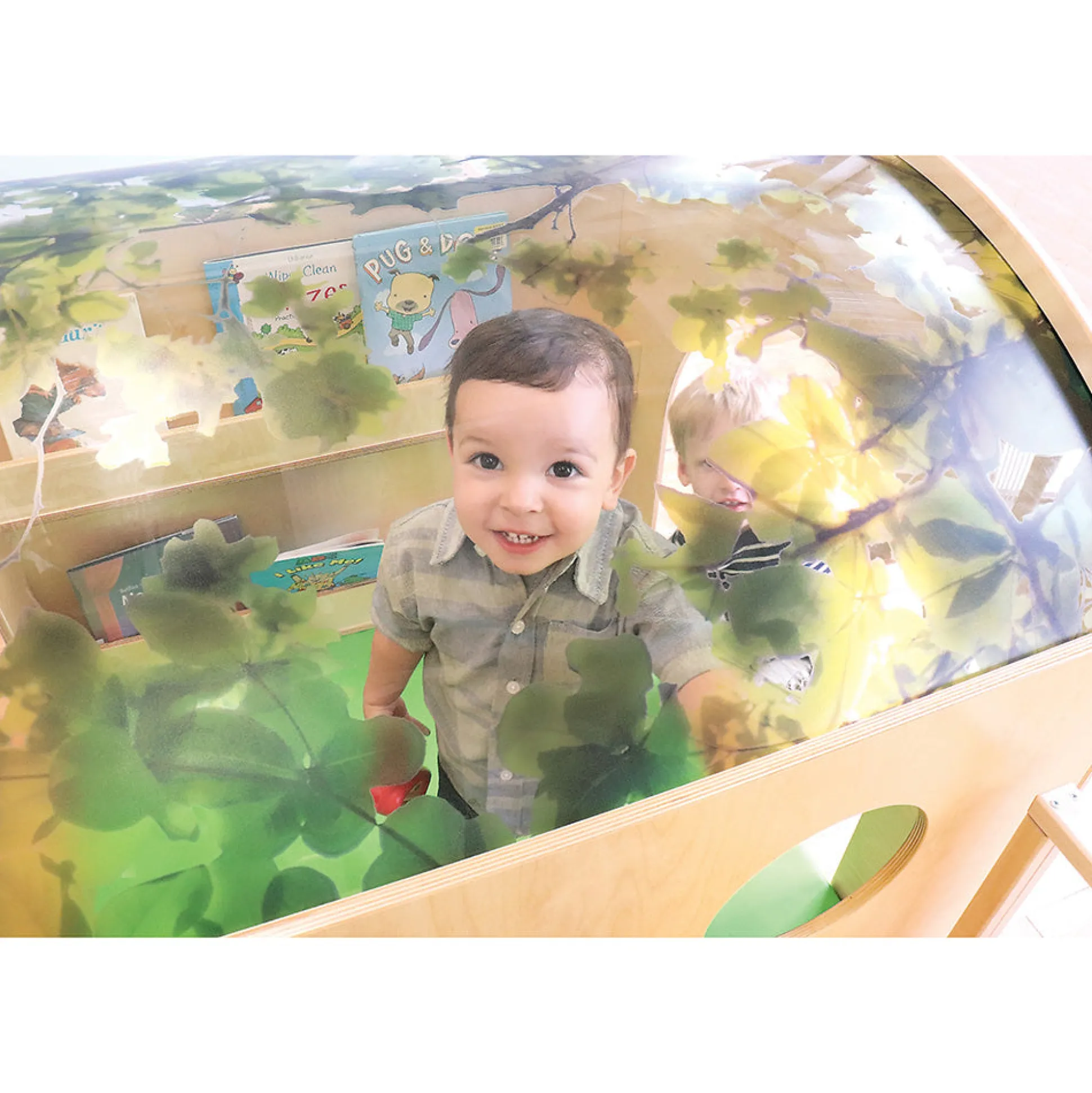 Nature View Reading Haven & Floor Mat Set | Classroom Play House with Built-In Book Shelves