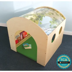 Nature View Reading Haven & Floor Mat Set | Classroom Play House with Built-In Book Shelves