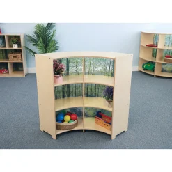 Nature View Serenity Curve-Out Cabinet | 36" Classroom Storage with Acrylic Woodland Back Panel