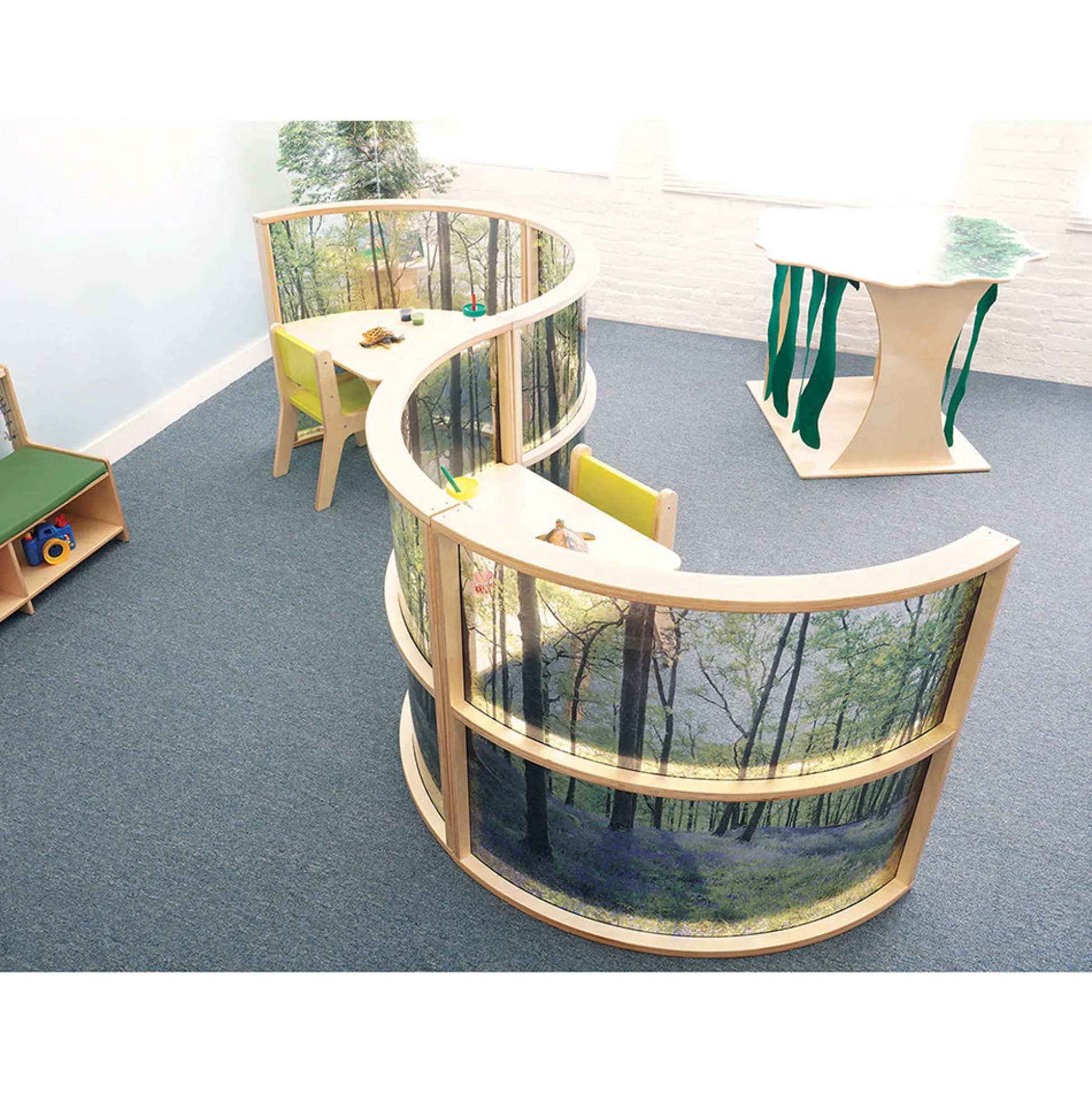 Nature View Serenity Pod | Quiet Learning Pod Desk with Woodland Scene