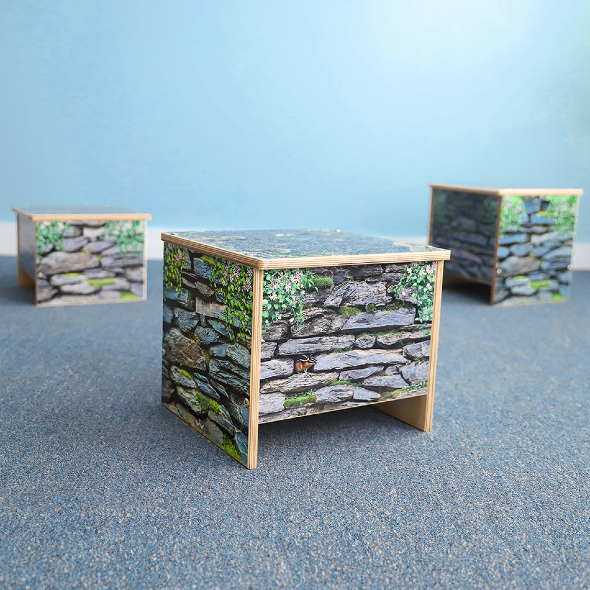 Nature View 12" Stone Wall Bench | Biophilic Preschool Seating for Reading & Activity Areas