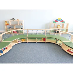 Nature View Straight Reading Sofa with Book Storage | Biophilic Modular Classroom Seating