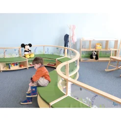 Nature View Straight Reading Sofa with Book Storage | Biophilic Modular Classroom Seating