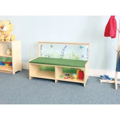 Nature View Straight Reading Sofa with Book Storage | Biophilic Modular Classroom Seating