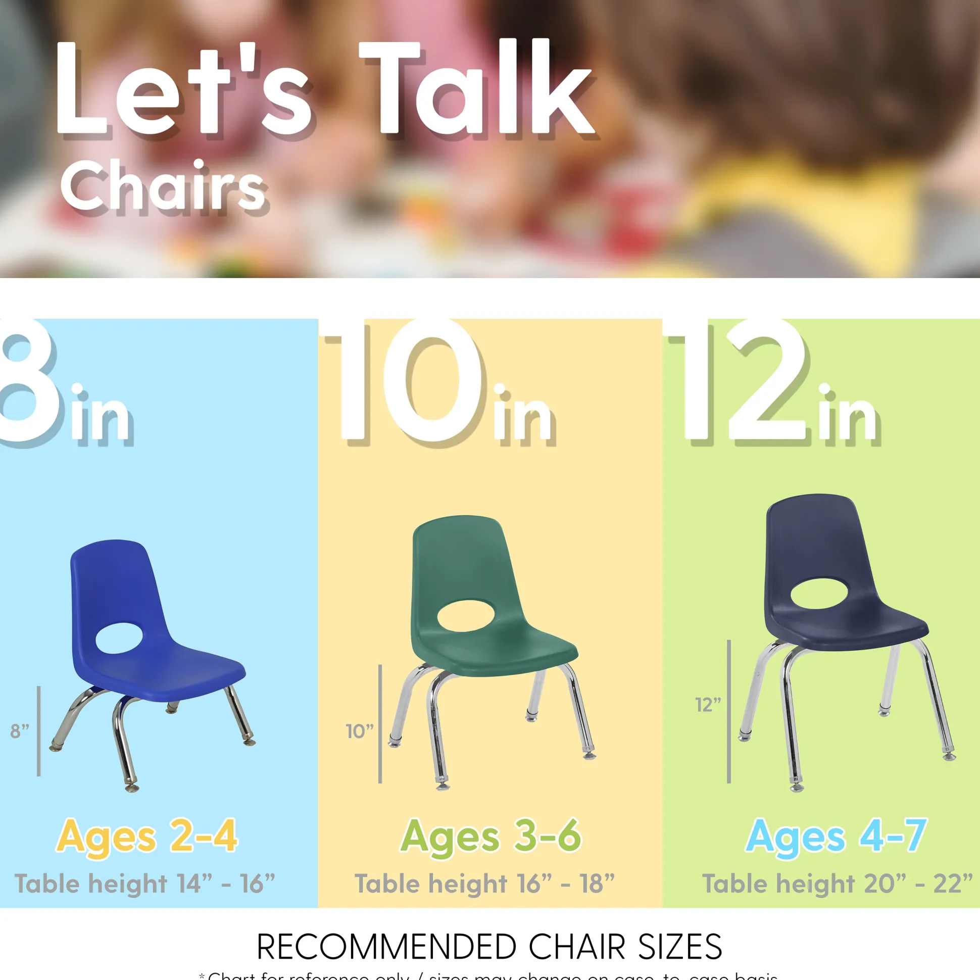 12" Navy Stack Chairs | Set of 2 | Durable Preschool Classroom Seating