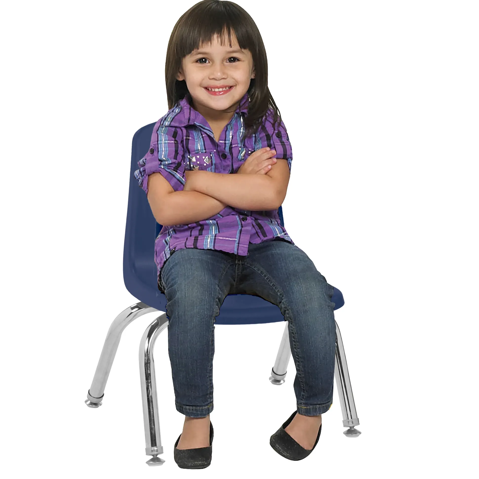 10" Navy Stack Chairs | Set of 2 | Durable Classroom Seating