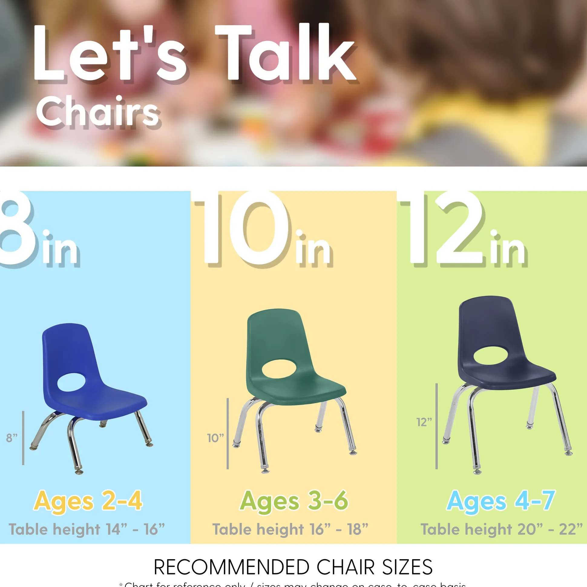 10" Navy Stack Chairs | Set of 2 | Durable Classroom Seating