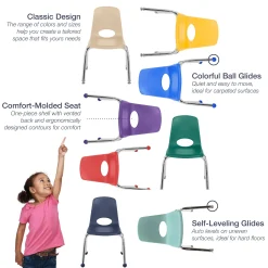 14" Navy Stack Chairs | Set of 2 | Durable Preschool Classroom Seating