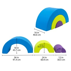 Nested Rainbow Arches | 3-Piece Foam Climber, Crawl-Through & Rocker Playset