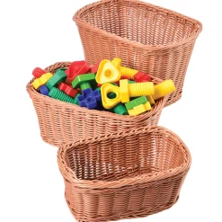 Nesting Plastic Wicker Baskets - Set of 3