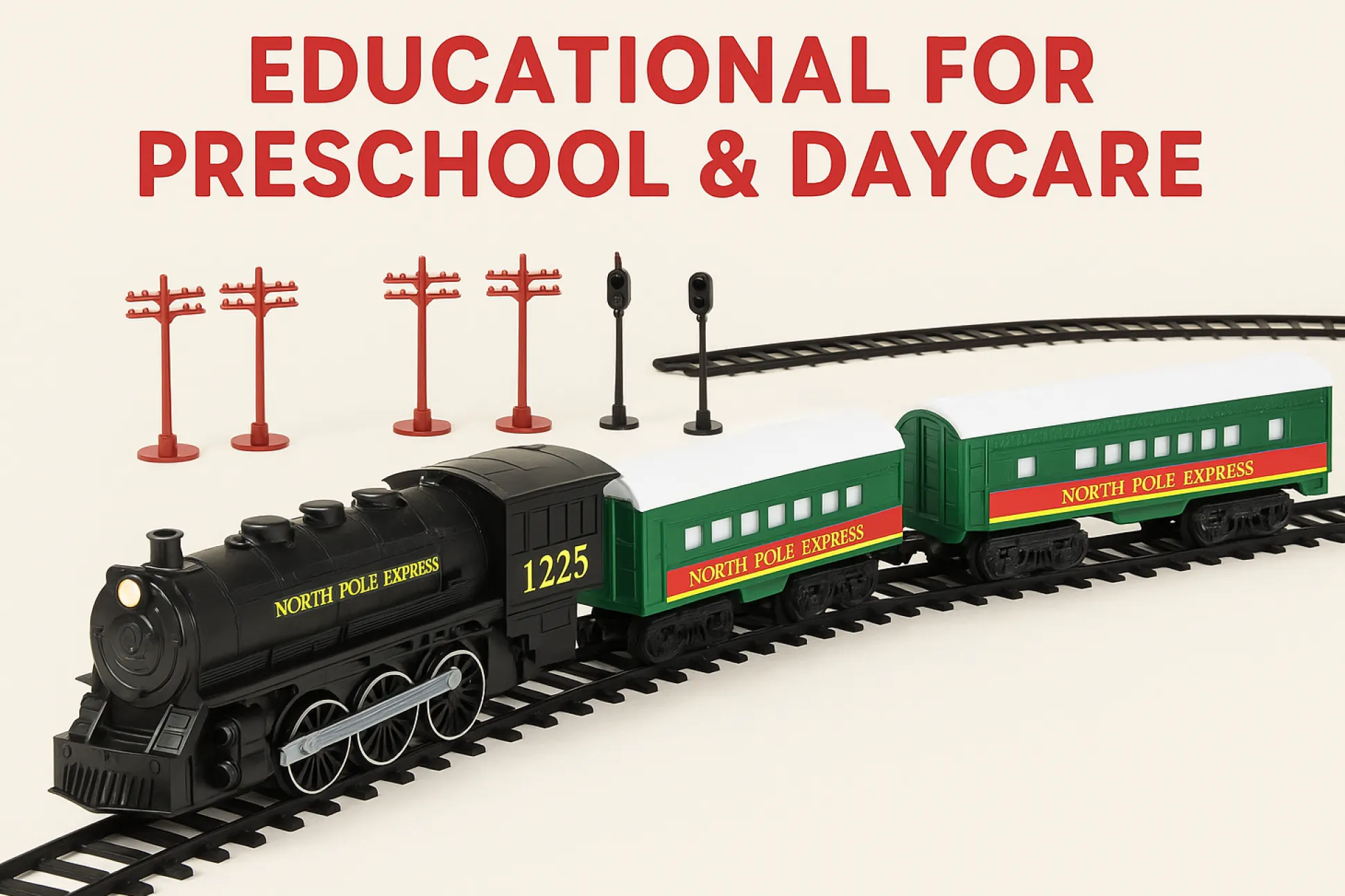 North Pole Express Electric Train Set for Preschool STEM Play